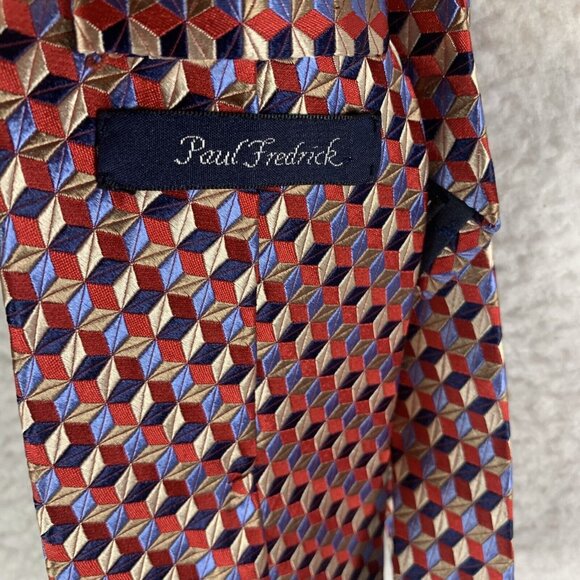 Paul Fredrick Necktie Men's Multicolor Geometric 100% Silk Formal Business 9718 - Picture 4 of 8